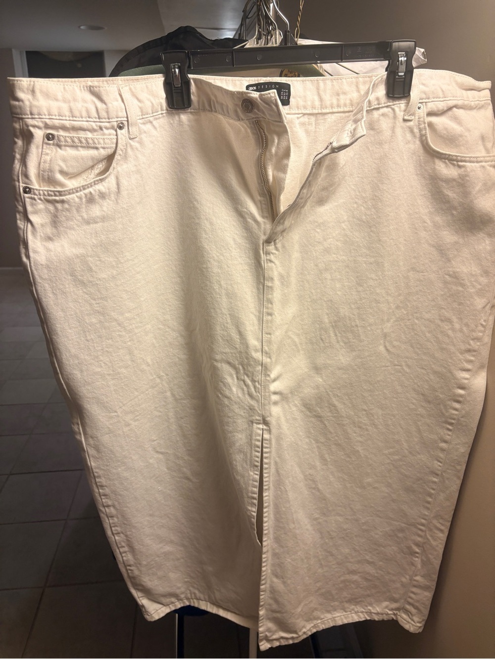 ASOS Curve Cream Midi Denim Skirt